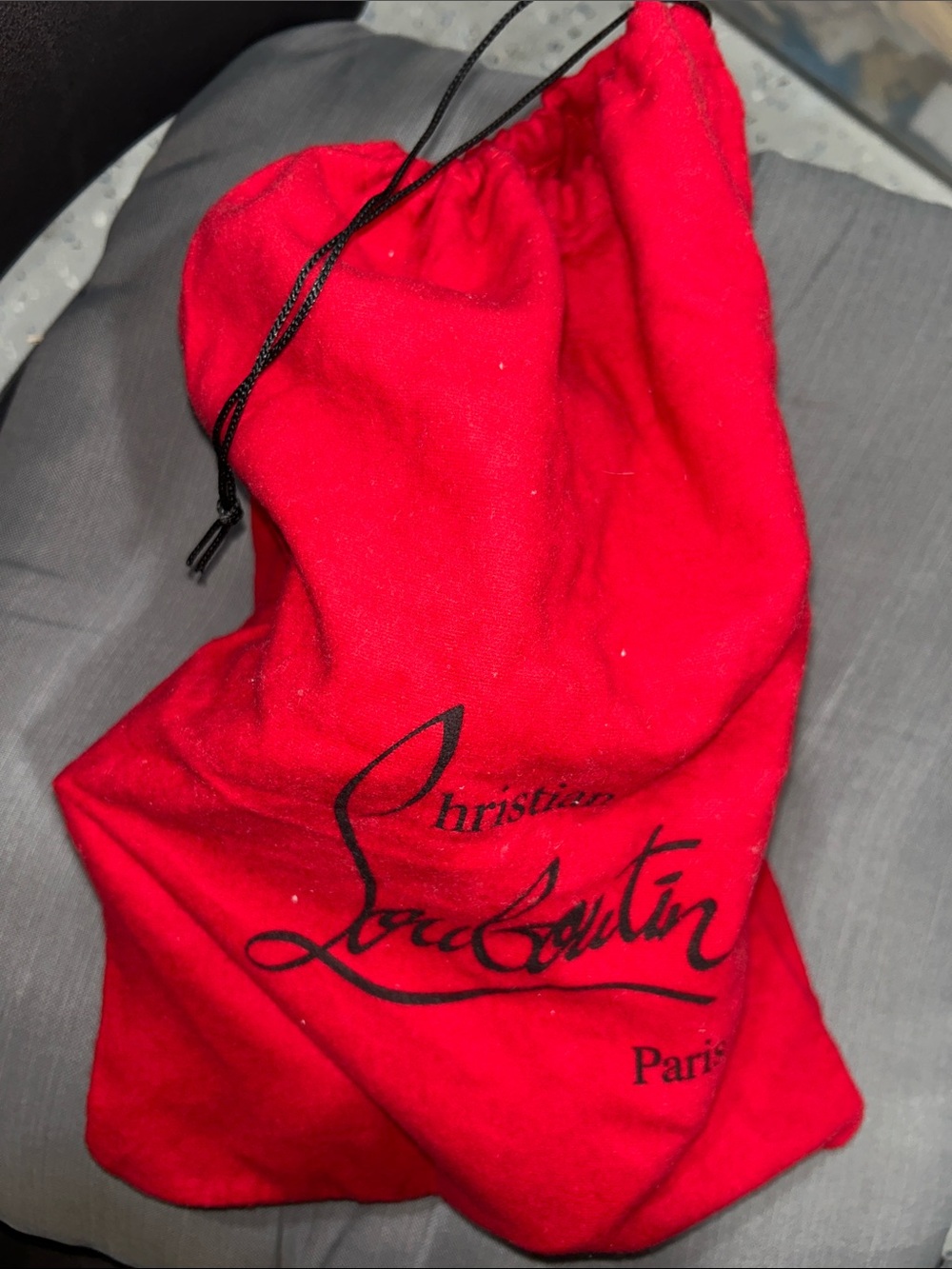 Christian Louboutin Red Drawstring Logo Shoe Dust Bag - Picture 3 of 3
